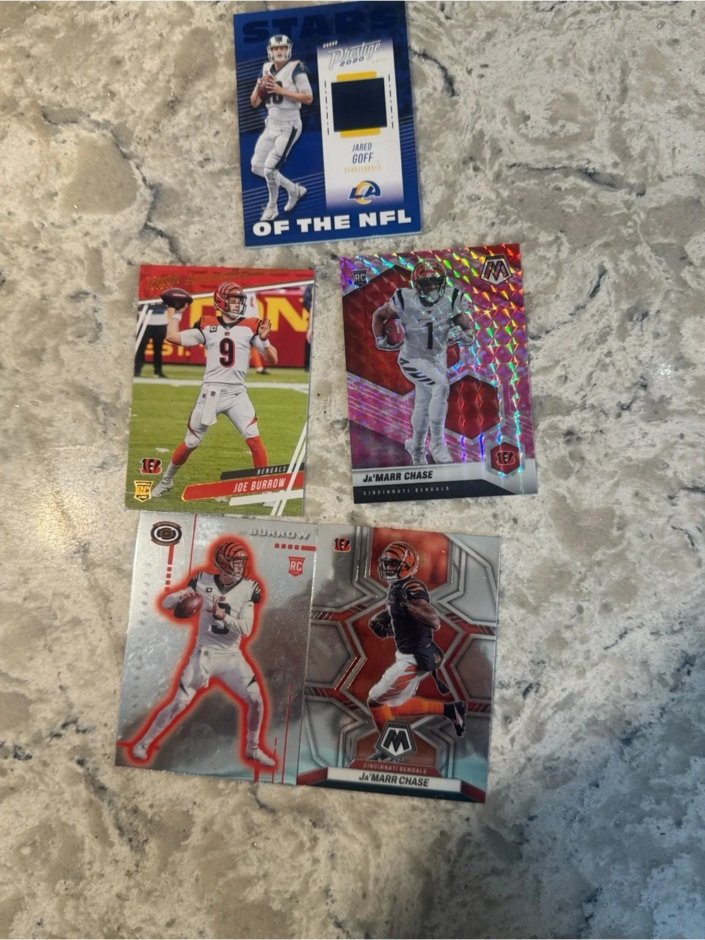 NFL Rookie & Star Card Lot - Bengals & Rams Players - Red, Silver, Black